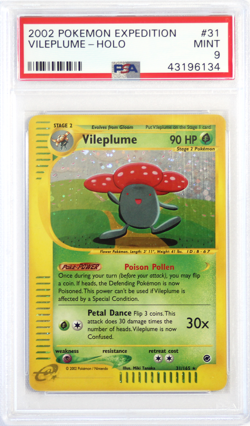 2002 Pokemon Expedition # 31 Vileplume Holo PSA 9 Card MINT! Rare Free Shipping! - Image 1