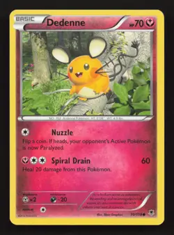 Pokemon TCG Dedenne Phantom Forces 70/119 Regular Common LP 2014 - Image 1