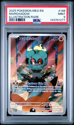 2025 POKEMON MEG EN-MEGA EVOLUTION ILLUSTRATION RARE #146 MARSHADOW PSA 9 - Image 1