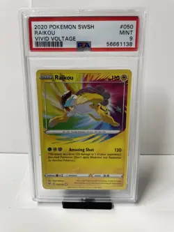 2020 Pokemon Vivid Voltage RAIKOU Amazing Rare #050 PSA 9 Mint - Image 1