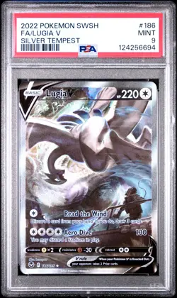 2022 POKEMON SWORD & SHIELD SILVER TEMPEST #186 FULL ART/LUGIA V PSA 9 - Image 1