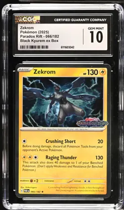 Zekrom 066/182 Black Kyurem EX Stamped Paradox Rift Pokemon CGC 10 Gem Mint - Image 1