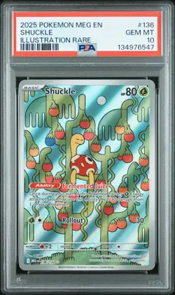 2025 POKEMON MEG EN-MEGA EVOLUTION ILLUSTRATION RARE #136 SHUCKLE PSA 10 - Image 1