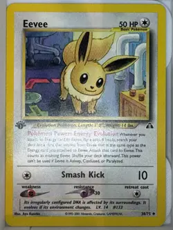 Pokemon TCG Eevee 38/75 Neo Discovery Basic 50 HP Aya Kusube - 1st EDITION - Image 1