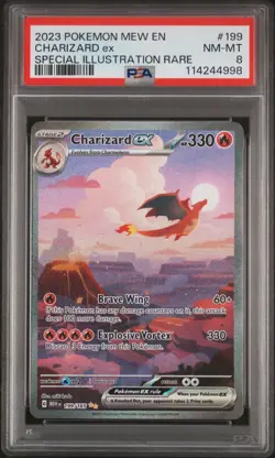 2023 POKEMON MEW EN-151 SPECIAL ILLUSTRATION RARE #199 CHARIZARD EX PSA 8 - Image 1