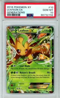 2016 Pokemon XY Generations Leafeon EX #10 PSA 10 GEM MINT - Image 1