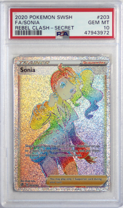 2020 Pokemon SW&SH Rebel Clash #203 Full Art Sonia PSA 10 Card GEM MINT FreeShip - Image 1