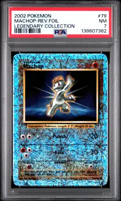 2002 POKEMON LEGENDARY COLLECTION #79 MACHOP-REVERSE FOIL PSA 7 - Image 1