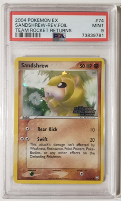 Pokemon PSA 9 MINT Sandshrew 74/109 EX Team Rocket Returns Reverse Holo - Image 1