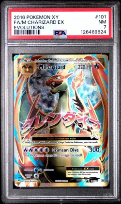 2016 POKEMON XY EVOLUTIONS #101 FULL ART/M CHARIZARD EX PSA 7 - Image 1