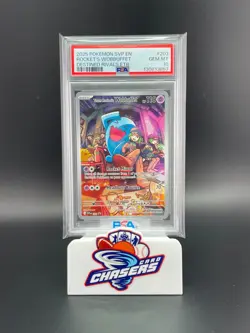 PSA 10 GEM MINT 2025 Pokemon Destined Rivals TEAM ROCKET'S WOBBUFFET #203 ETB - Image 1