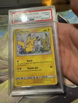 2019 POKEMON BLACK STAR PIKACHU HOLO PROMO TEAM UP SM162 PSA 9 MINT - Image 2