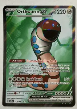 Pokemon 2024 Stellar Crown Orthworm EX #162/142 Ultra Rare NM - Image 1