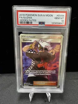 PSA 10 2019 POKEMON SUN & MOON HIDDEN FATES #SV84 FULL ART/GUZMA - Image 1