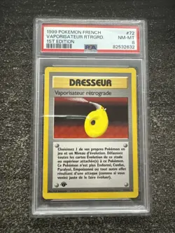 VAPORISATEUR RETROGRADE RARE - POKEMON 72/102 SET DE BASE EDITION 1 PSA 8 - Image 1