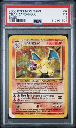 2000 Pokemon Base 2 II PSA 1 Charizard Holo #4 POOR PR WOTC - Image 1