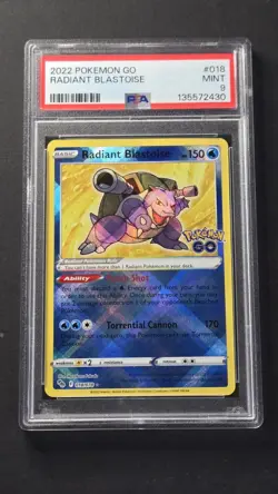 PSA 9 Radiant Blastoise 018/078 Pokemon GO 2022 - Image 1
