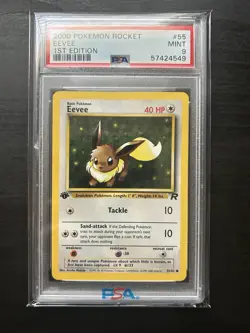 2000 POKEMON ROCKET 1ST EDITION #55 EEVEE PSA 9 - Image 1