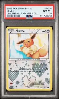 2013 Pokemon B&W Legendary Treasures Radiant Collection #RC14 Eevee PSA 8 (2018) - Image 1