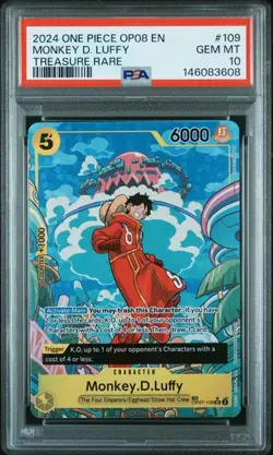 2024 ONE PIECE OP08-TWO LEGENDS #109 MONKEY D. LUFFY TREASURE RARE PSA 10 (Q608 - Image 1