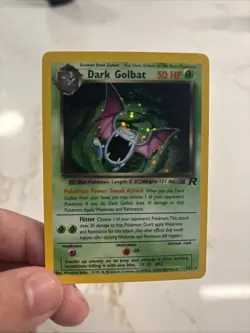 Pokemon Dark Golbat Holo Rare TCG Card 7/82 Unlimited LP SWIRL TOP RIGHT - Image 1