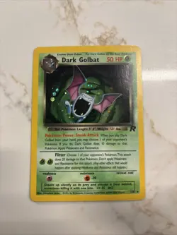 Pokemon Dark Golbat Holo Rare TCG Card 7/82 Unlimited LP SWIRL TOP RIGHT - Image 2