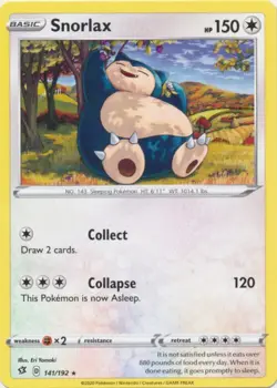 Snorlax 141/192 Rare Rebel Clash Pokemon TCG - Image 1