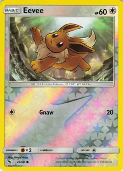 Eevee - Reverse Holo - 49/68 Hidden Fates - Pokemon TCG - 2019 - Image 1