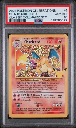 2021 Pokemon Celebrations Classic Collection Charizard Holo Base Set PSA 10 #4 - Image 1
