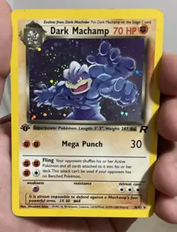 Vintage Dark Machamp 10/82 Team Rocket 1st Edition Holo Rare, MP Condition - Image 1