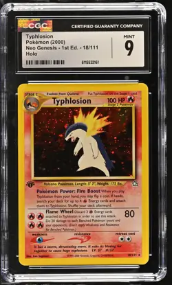 CGC 9 MINT Typhlosion Neo Genesis 1st Edition 18/111 Holo Pokemon Card - Image 1