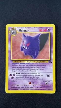 Gengar 1st Ed 20/62 Rare Non Holo MP Fossil Pokemon Card TCG Vintage - Image 1