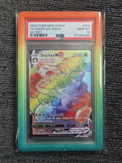 2020 Pokemon SWSH Full Art Secret Rainbow Rare Snorlax VMAX 206/202 PSA 10! - Image 1