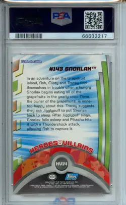 2000 Topps Pokemon Tv Animation Series 3 Heroes & Villains #HV14 Snorlax PSA 7 - Image 2