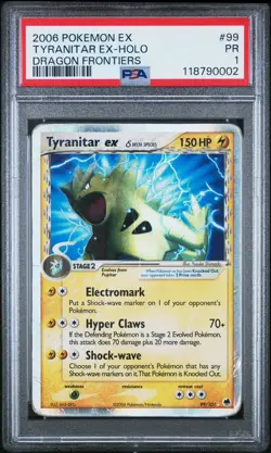 PSA 1 2006 Dragon Frontiers Tyranitar EX 99/101 Holo Foil Pokemon Delta Species - Image 1