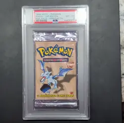 Wizards of the Coast Pokemon Fossil 1st Edition Aerodactyl Booster Pack PSA 8 - Image 1