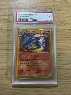 2013 POKEMON BLACK & WHITE PLASMA STORM #136 CHARIZARD PSA 5 - Image 1