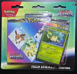 Pokemon TCG: Prismatic Evolutions 3-Pack Blister Tech Sticker Collection Leafeon - Image 1
