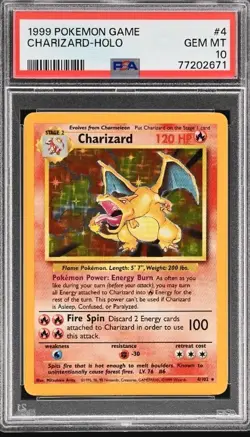 1999 POKEMON GAME #4 CHARIZARD-HOLO PSA 10 - Image 1