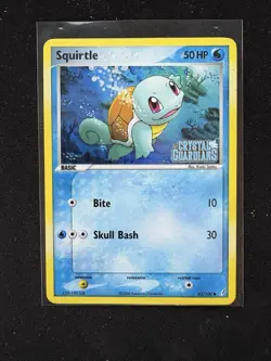 Pokemon TCG Squirtle Stamped Reverse Holo Card 63/100 EX Crystal Guardians LP - Image 2