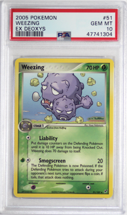2005 Pokemon EX Deoxys # 51 Weezing PSA 10 Card GEM MINT! Trusted Seller! Pop 4! - Image 1