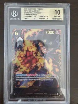 BGS 10 2025 ONE PIECE OP13 #120 SABO STORE TREASURE CUP CHAMPION PROMO ENGLISH - Image 1