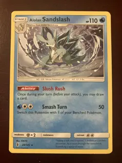 Alolan Sandslash 20/145 Sun Moon Guardians Rising Regular Rare Pokemon TCG Card - Image 1