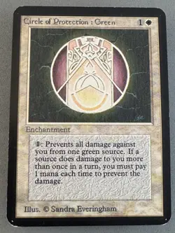 Circle of Protection: Green MtG Alpha—Moderately Played VG—Vintage Magic - Image 1