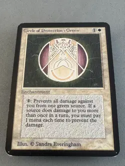 Circle of Protection: Green MtG Alpha—Moderately Played VG—Vintage Magic - Image 3