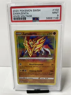 2020 Pokemon Vivid Voltage ZAMAZENTA Amazing Rare #102 PSA 9 Mint - Image 1