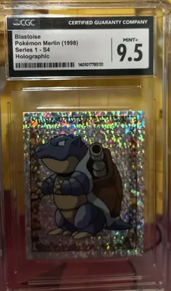 Pokemon 1998 Blastoise-Prism Sticker-Merlin Pokemon CGC 9.5 - Image 2