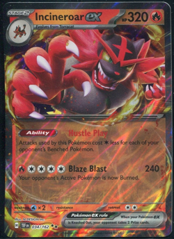 Incineroar ex - 034/162 - Temporal Forces - Double Rare - NM Pokemon TCG - Image 1