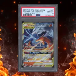 Pokemon Double Blaze Japanese RESHIRAM & CHARIZARD GX 007/095 PSA 10 - Image 1