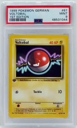 Pokemon 1st Edition Base Set German Voltorb (Voltobal) 67/102 PSA 9 MINT - Image 3